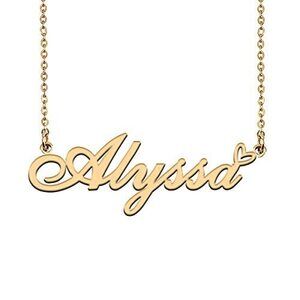 8925 18K Gold Plated Name Necklace Alyssa Necklace Heart Pendant Jewelry